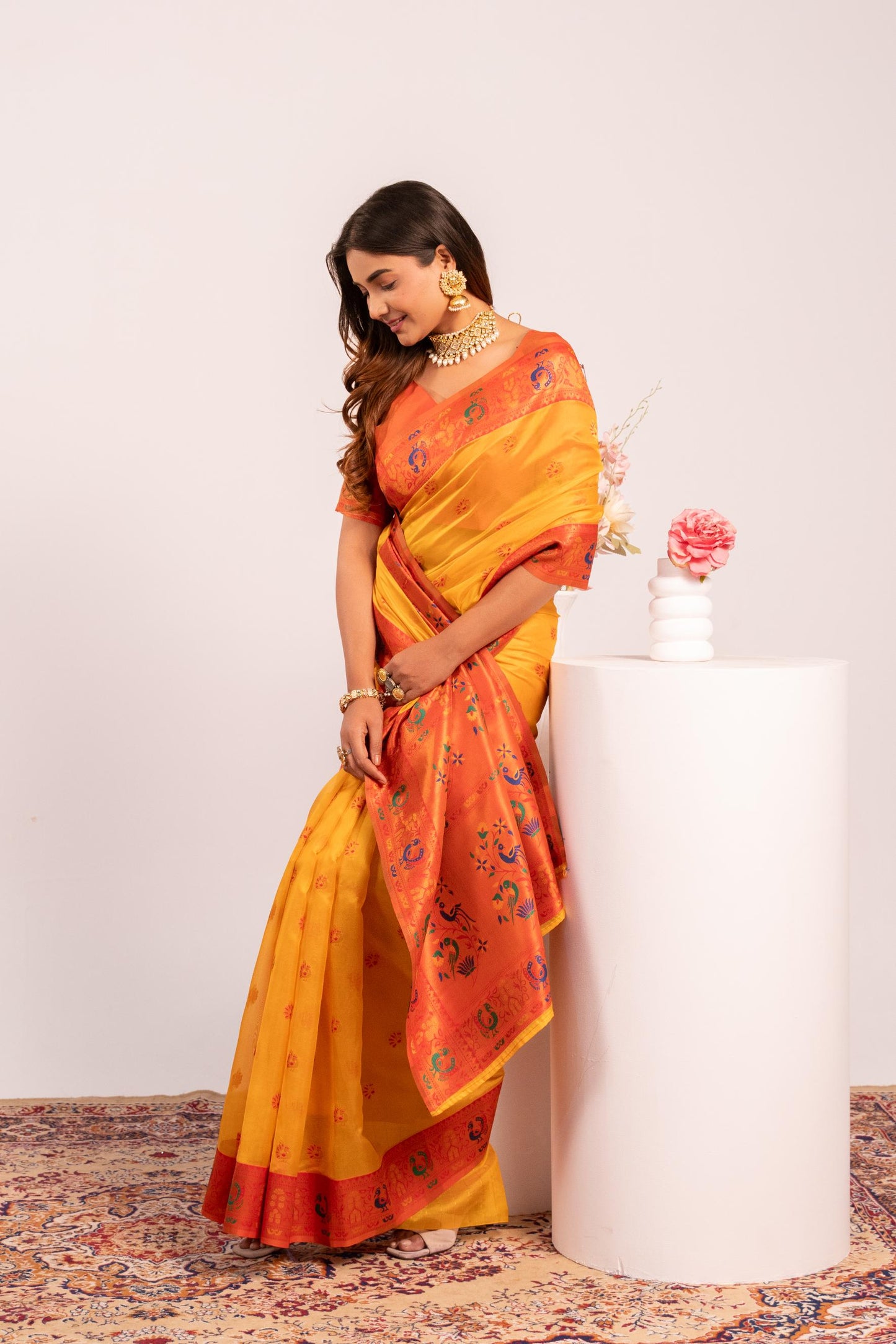 Classic Banarasi Paithani with Traditional Zari - YELLOW
