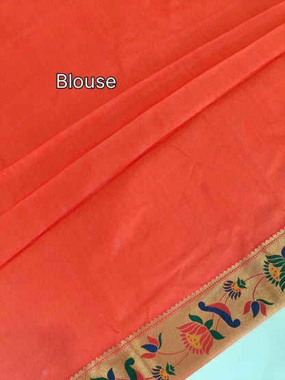 Paithani Silk Saree with Floral Motifs and Zari Pallu - YELLOW
