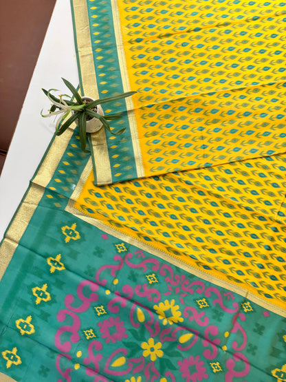 POCHAMPALLY IKKAT SILK SAREE - YELLOW