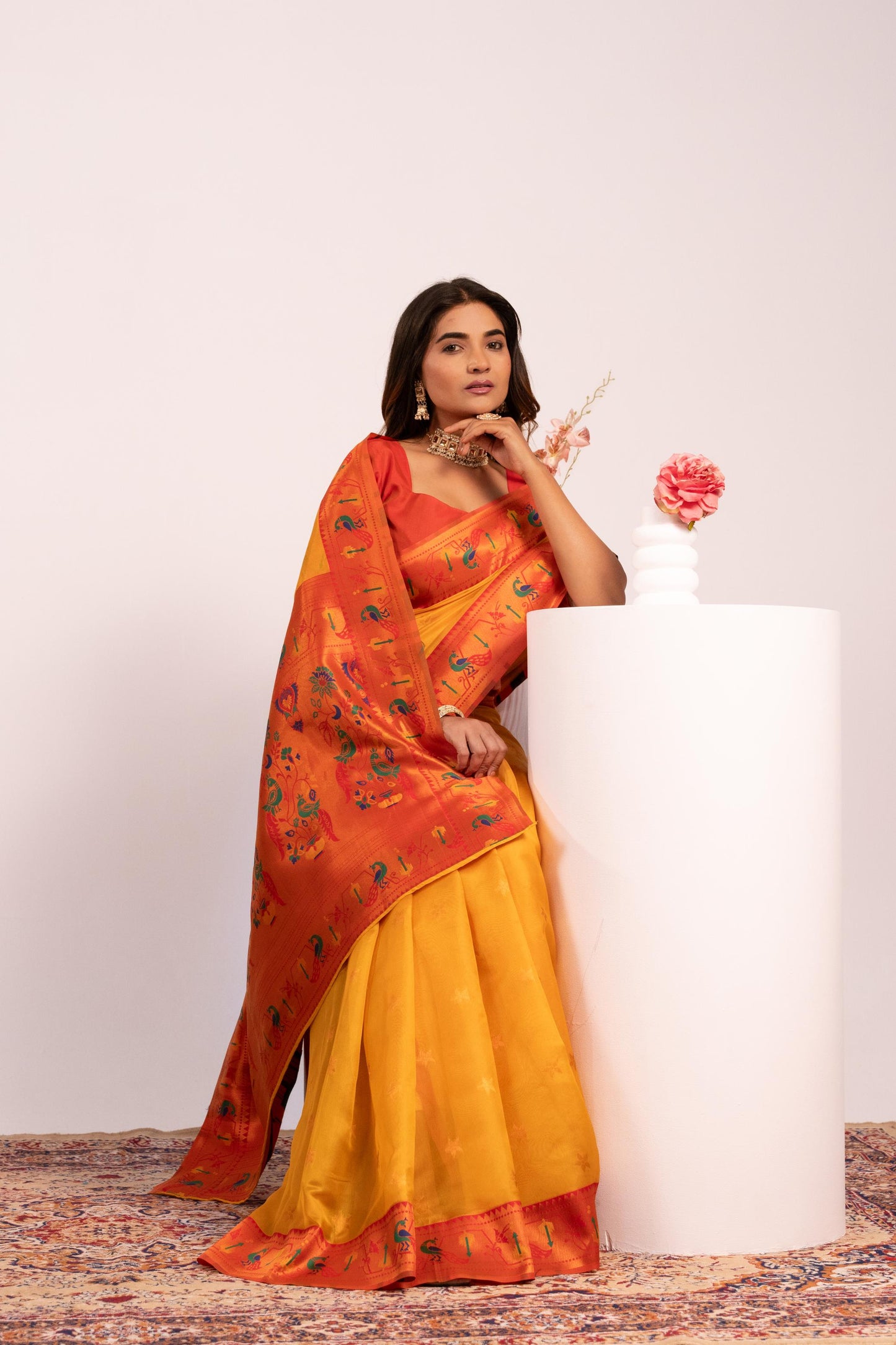 Pure Banarasi Paithani Silk Saree - YELLOW