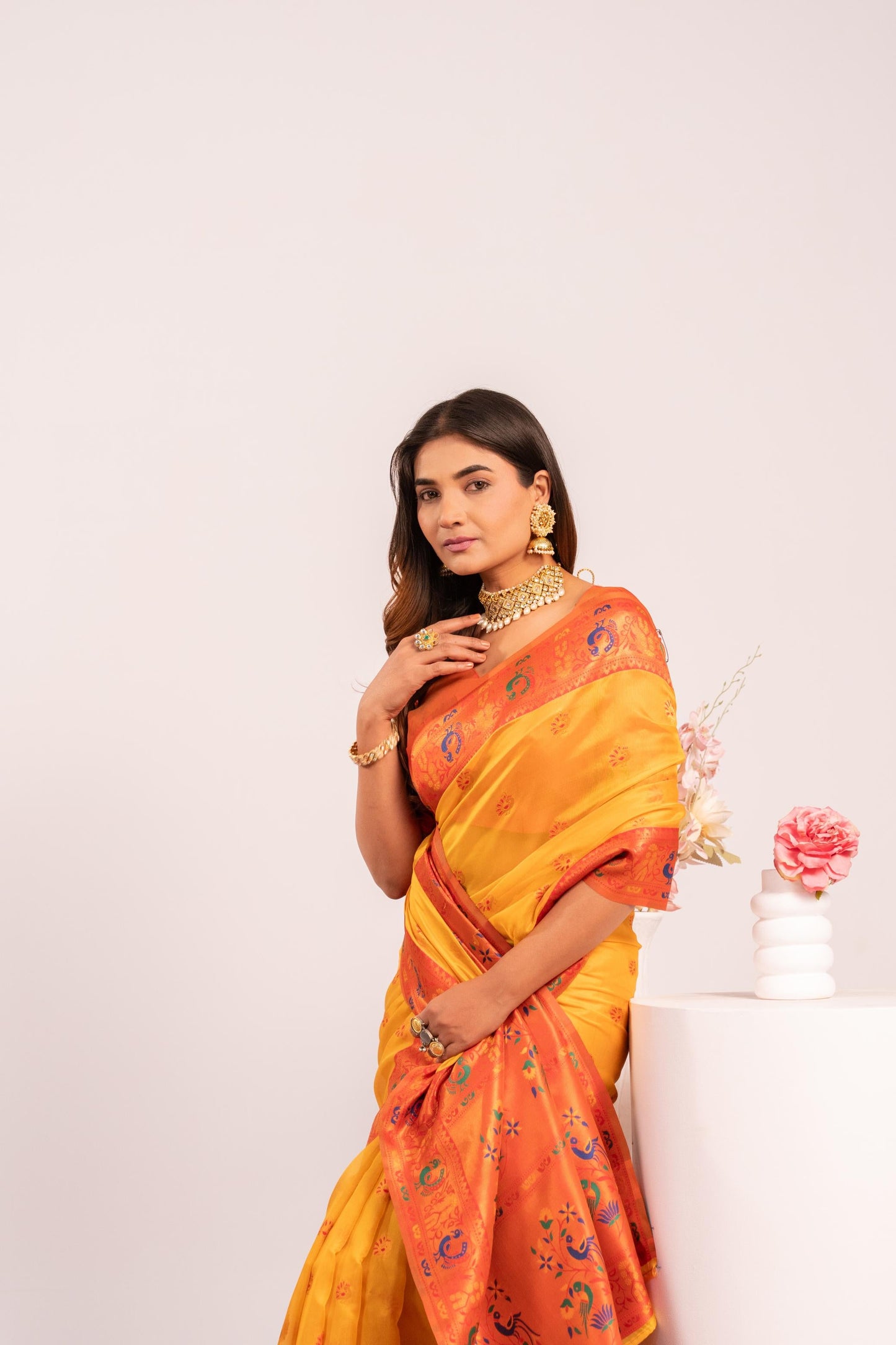 Classic Banarasi Paithani with Traditional Zari - YELLOW