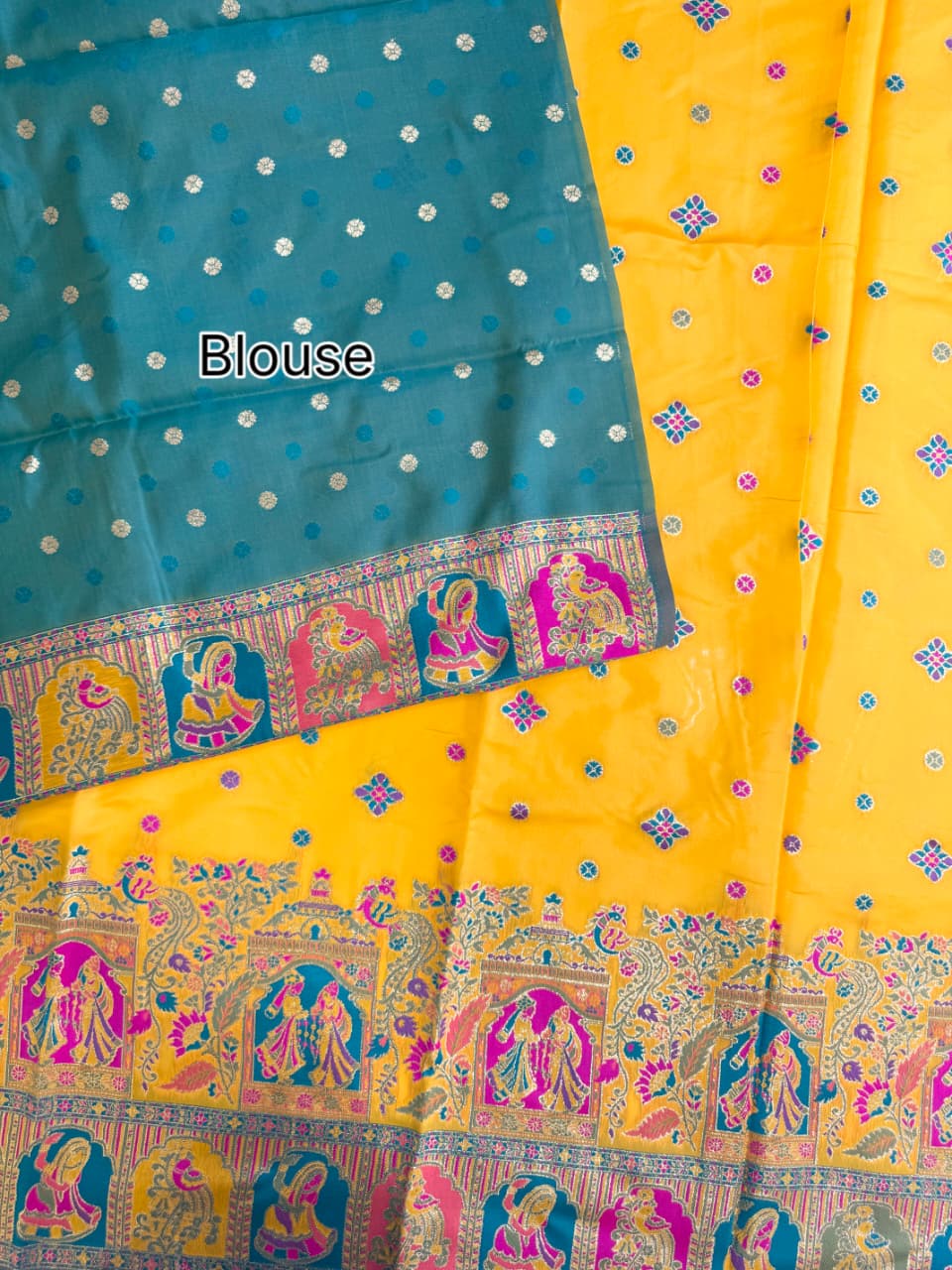 SOFT BANARASI PASHMINA  SAREE - YELLOW