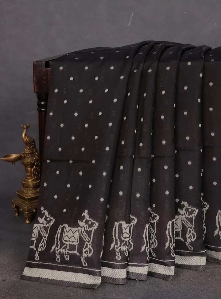 Classic Handloom Weave Saree-BLACK