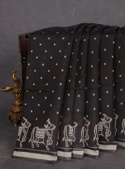 Classic Handloom Weave Saree-BLACK