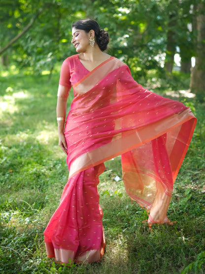 Soft Kalyani Silk Saree With All Over Small Zari Weaving Butties - GAJARI