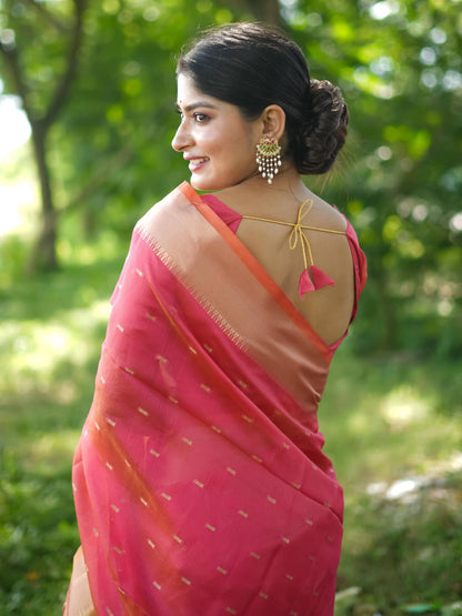 Soft Kalyani Silk Saree With All Over Small Zari Weaving Butties - GAJARI