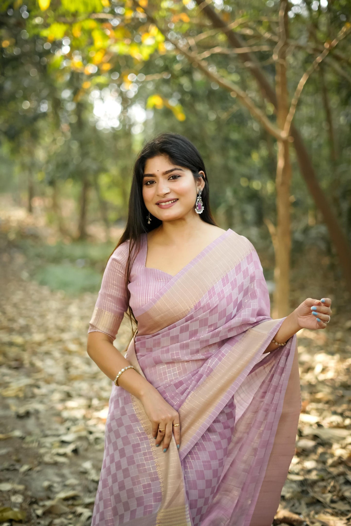 Tissue Zari Checks Soft Silk Saree - WINE