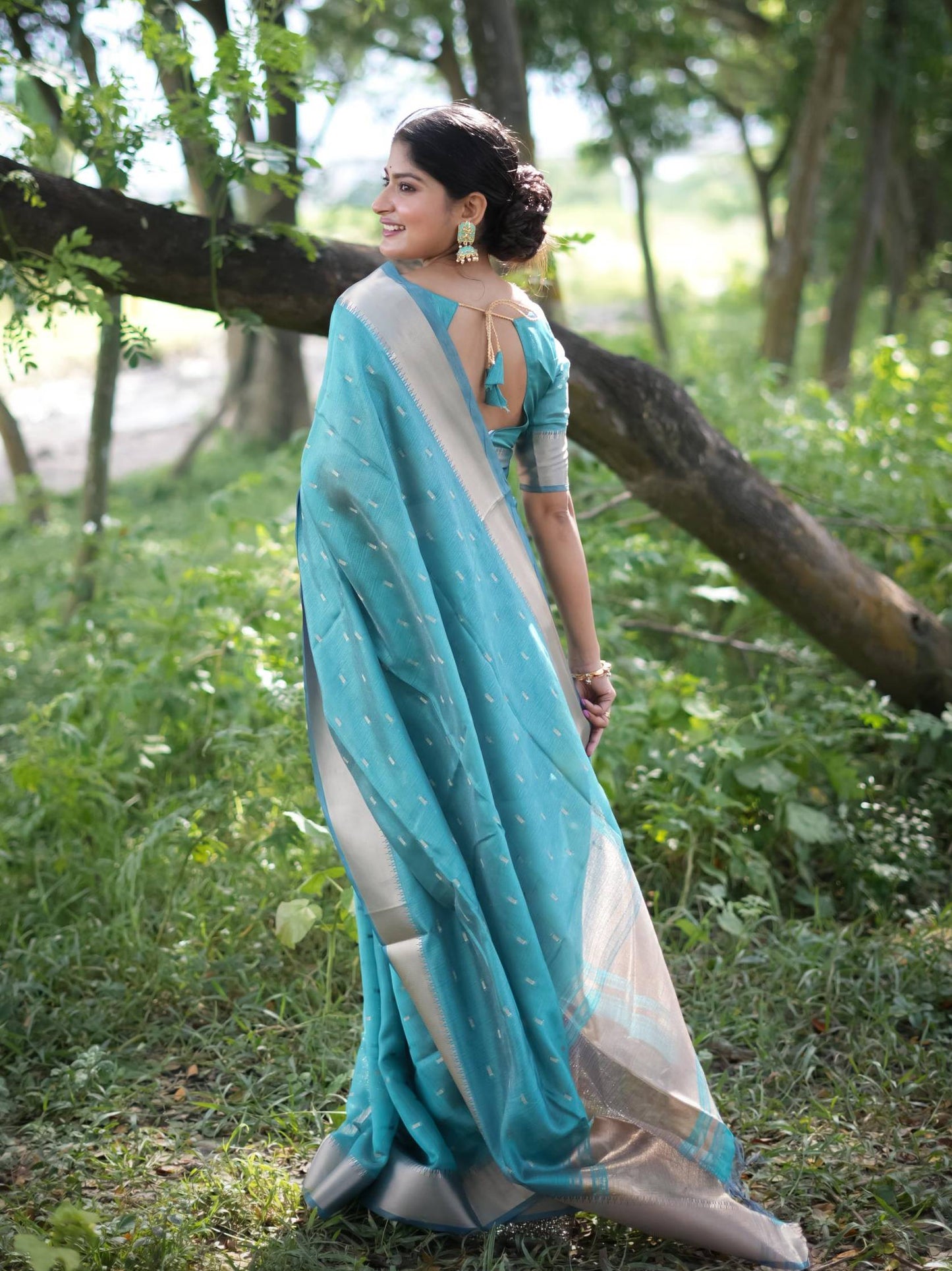 Soft Kalyani Silk Saree With All Over Small Zari Weaving Butties - FIROZI
