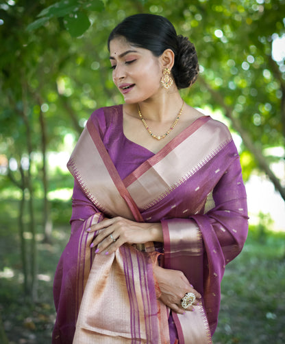 Soft Kalyani Silk Saree With All Over Small Zari Weaving Butties - WINE