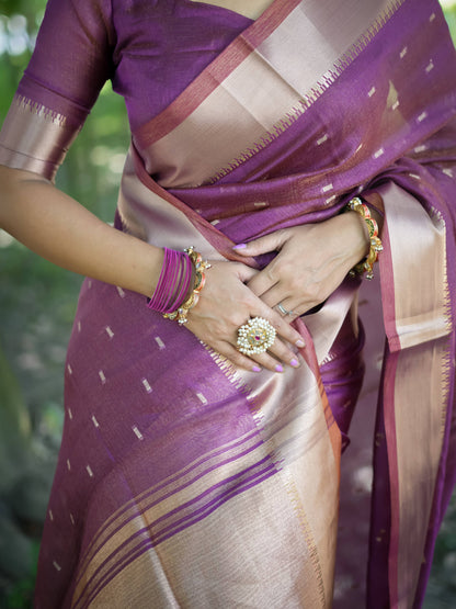 Soft Kalyani Silk Saree With All Over Small Zari Weaving Butties - WINE