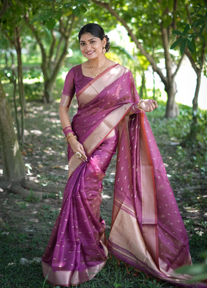 Soft Kalyani Silk Saree With All Over Small Zari Weaving Butties - WINE