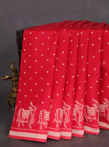 Classic Handloom Weave Saree- RED