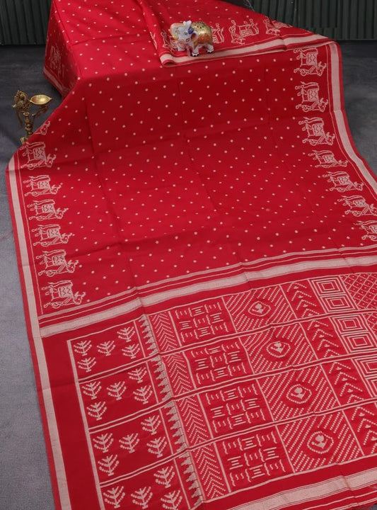 Classic Handloom Weave Saree- RED