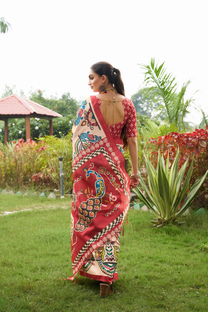 Soft Tussar Silk Saree with Patola Print