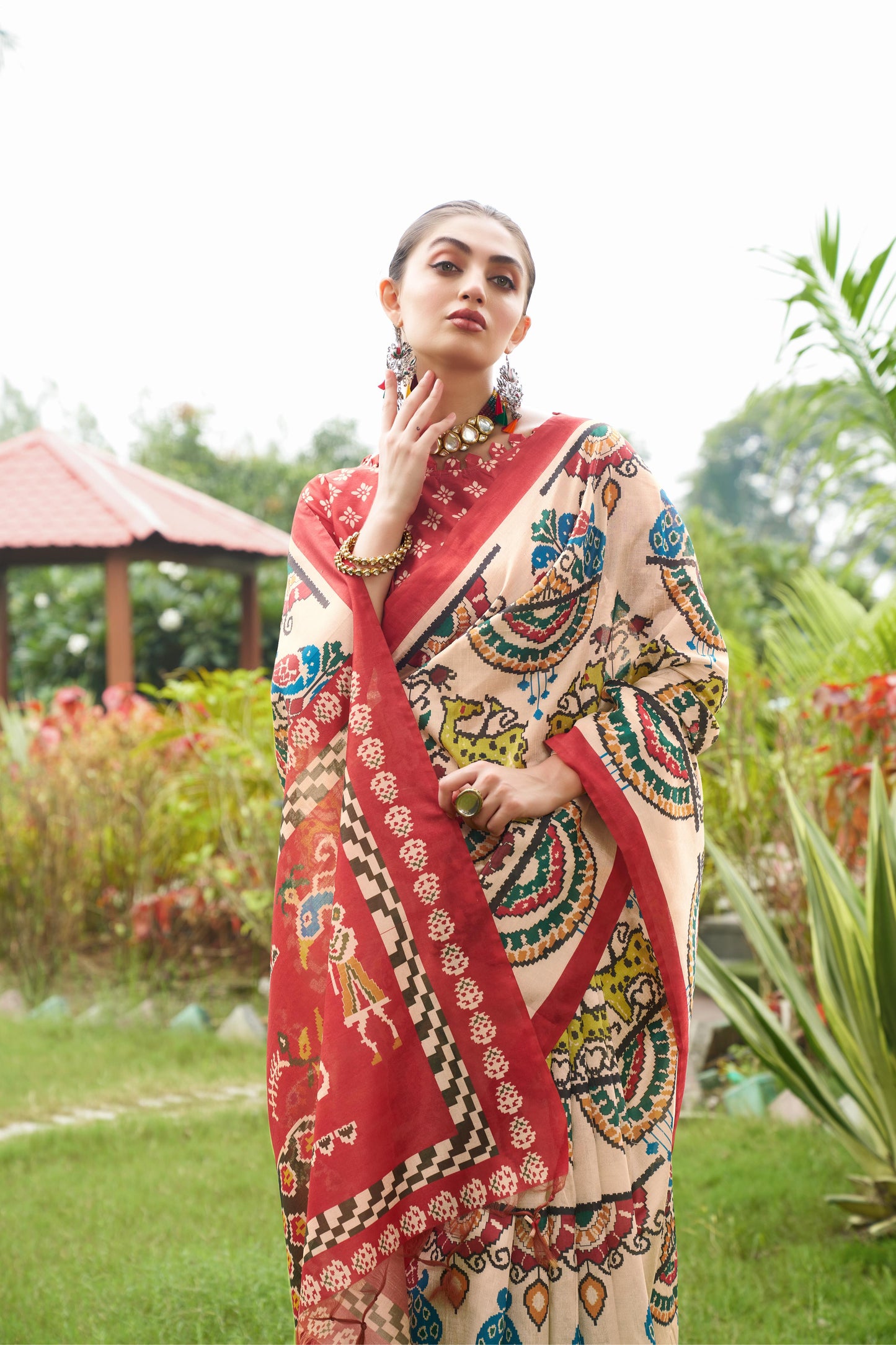Soft Tussar Silk Saree with Patola Print